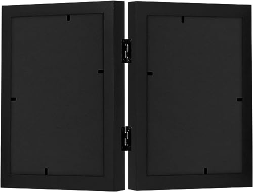 Americanflat Hinged 8x10 Picture Frame with Shatter-Resistant Glass - Double Picture Frames with Engineered Wood - Signatu...
