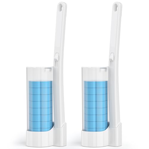 Disposable Toilet Brush 2 Pack- Toilet Bowl Cleaner, Toilet Bowl Brush, Each Toilet Wand with 10PCS Brush Refills for Bath...
