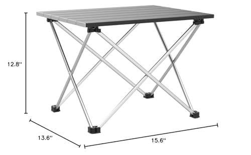 Grope Portable Camping Table with Aluminum Table Top, Folding Beach Table Easy to Carry, Prefect for Outdoor, Picnic, BBQ,...