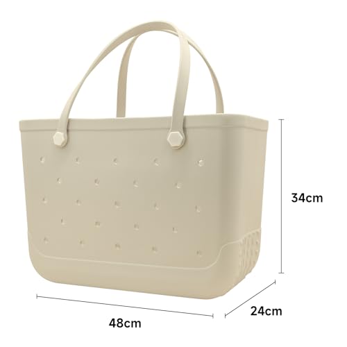 Beach Totebag X-Large Waterproof Sandproof Rubber Beach Tote Bag with Zipper Pocket and Phone Kickstand Cup