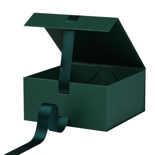 OEMVALATY Green Gift Box,6x6x3 Inches Gift Boxes with Lids for Presents with Magnetic Closure and Ribbon for Wedding,Stora...