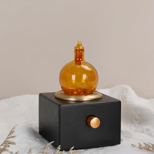 USMLMOOT Cordless Aroma Oil Nebulizer - Waterless Diffuser for Essential Oil with Glass & Wood, Rechargeable Portable Nebu...
