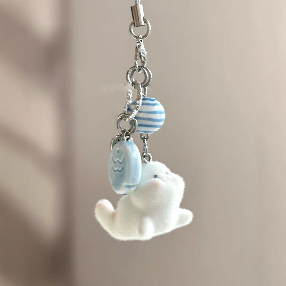 Cute Stupid Dolphin Flocking Alloy Dolphin Handbag Pendant Mobile Phone Charm
