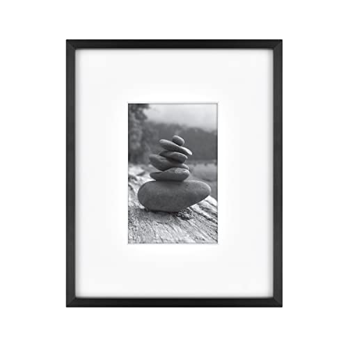 MCS Master & Co. Foundry Metal 8x10 Matted Picture Frame with 4x6 Photo Display, Black Vertical & Horizontal Wall Hanging ...