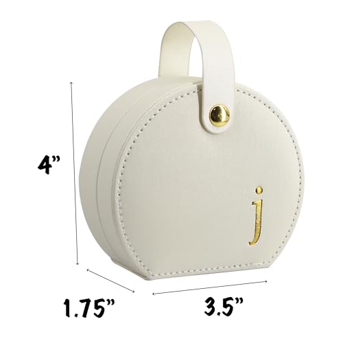 COLLECTIVE HOME - Travel Jewelry Case, Elegant Half-Moon Design with Gold Monogram, Detachable Handle, Personalized Access...