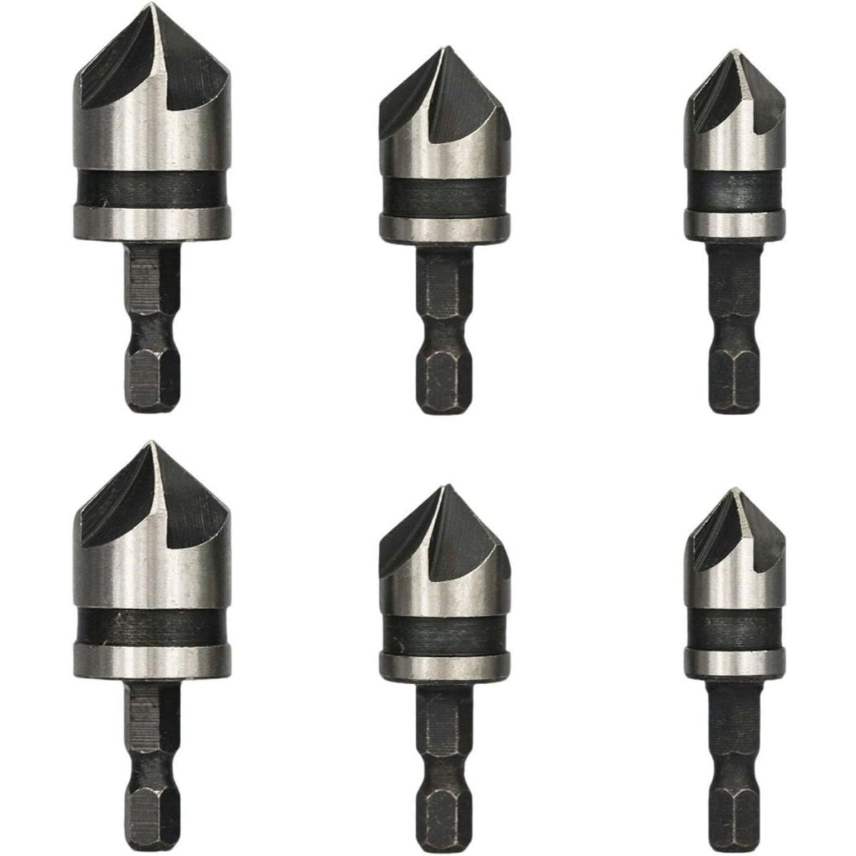 Countersink Bit Set For Metal, 2 X 3-piece Hex-shank Countersink And Deburrer Set, Precision Tool Accessories For Clean Countersinks When Drilling Holes In Metal – Industrial Hardware