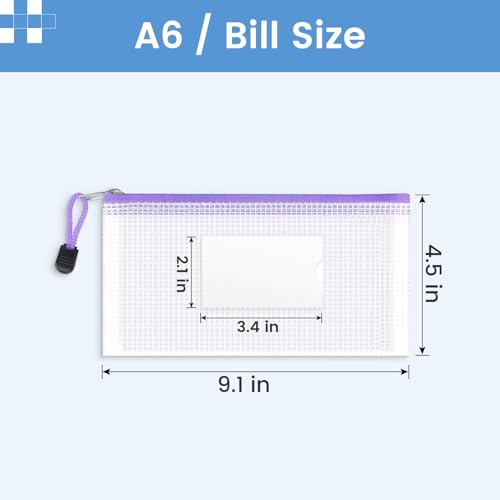Sooez 24 Pack Mesh Zipper Pouch Bags with Label Pocket, A6 (9.1×4.7 in) Small Pencil Case Pouch for Organizing, Clear Plas...