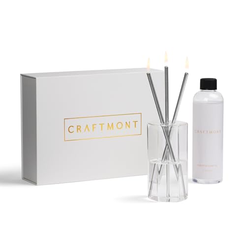 Craftmont Refillable Candle Set - Unscented Paraffin Oil Candles Set with Metal Candlesticks, Glass Vase & Steel Funnel - ...