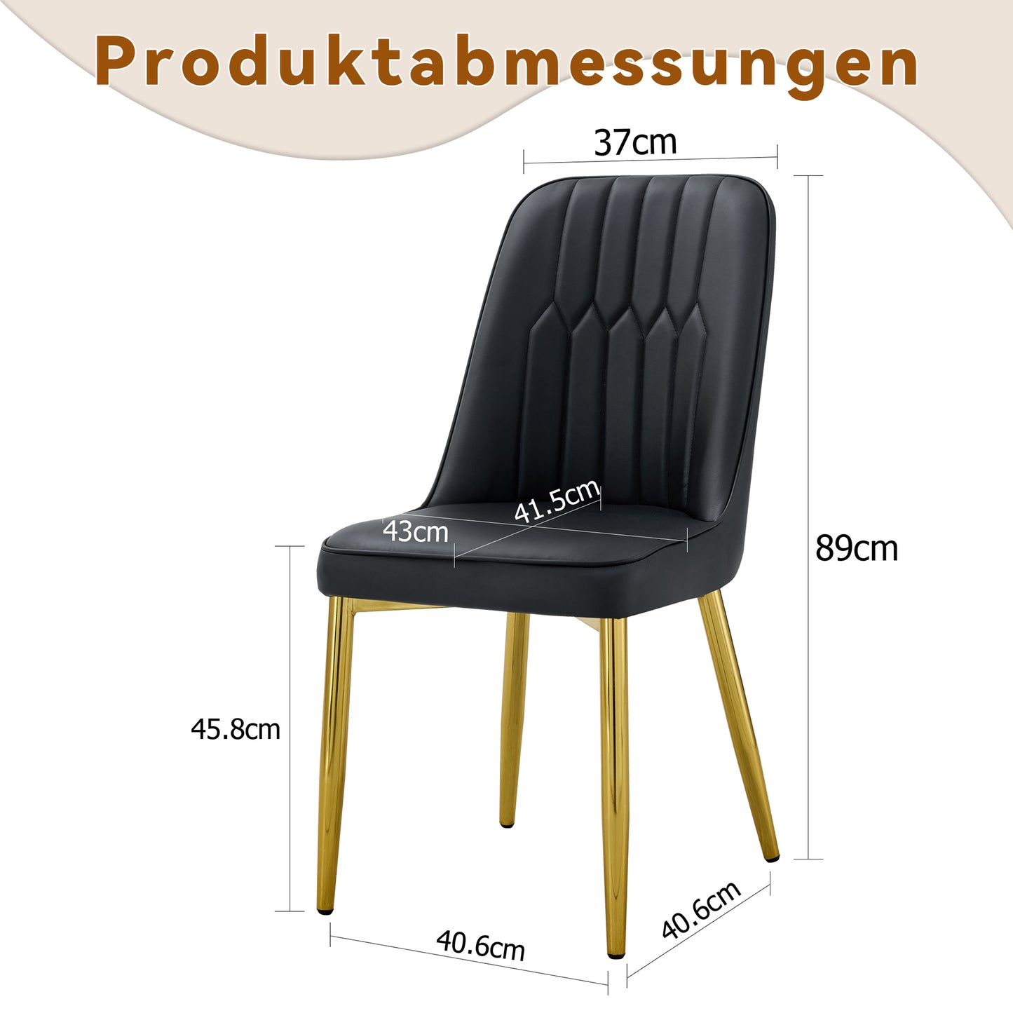 Two Black Faux Leather Dining Chairs Modern And Minimalist Design, Equipped With Widened Seat, Backrest And Non-slip Metal Feet, Suitable For Dining Room And Kitchen.