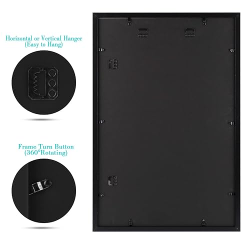 Frametory, 16x24 Picture Frame with Mat for 12x18 Picture - High Definition Glass Wide Molding - Preinstalled Wall Mountin...