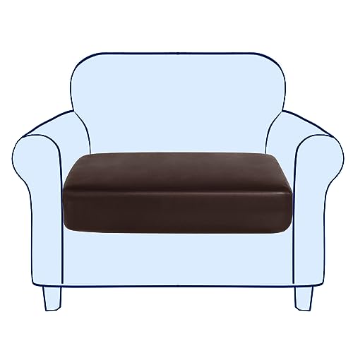 SUBRTEX Leather Waterproof Cushion Covers Breathable Sofa Seat Slipcpvers for 1-2-3-4 Seaters Stretch Replacement for Furn...