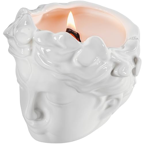 Wood Wick Candles That Crackle Like Fireplace - Anthropologie Vintage Greek Bust Face Sculpture Ceramic Candle - Classical...