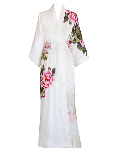 OLDSHANGHAI Luxury Kimono Robe for Women | Long Floral Robe | Original Design | Removable Waist Tie Closure