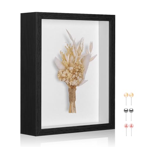 MUXIUNT 8x10 Shadow Box Picture Frame Display Case with Real Glass Panel and Soft Linen Back,Black Deep Shadow Memory Box ...