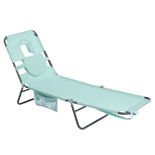 SUNNYFEEL Beach Lounge Chair, Backpack Reclining Beach Chairs Lay Flat, Sun Face Down Tanning Chair, Folding Camping Chair...