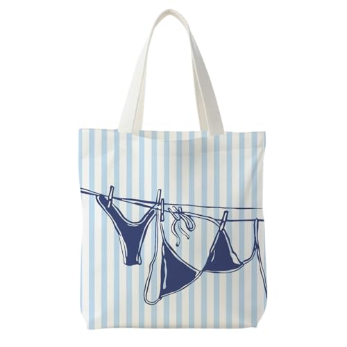 Likjad Striped Canvas Bag, Floral Tote Bag, Striped Items for Women and the Best Choice for Those Who Love Stripes