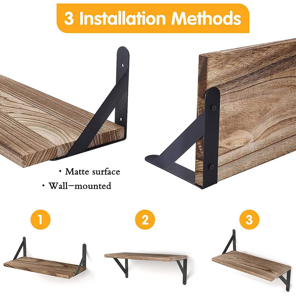 4PCS Home Corner Floating Shelves Wall Mounted Storage Wooden Display Shelf