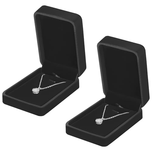 KUKUVR 2 Pieces Classic Velvet Necklace Pendant Box for Jewelry Gift, Small Jewellry Storage Display Case for Wedding Enga...