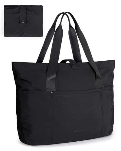 BAGSMART Tote Bag for Women, Foldable Tote Bag With Zipper Travel Shoulder Bag Handbag for Work