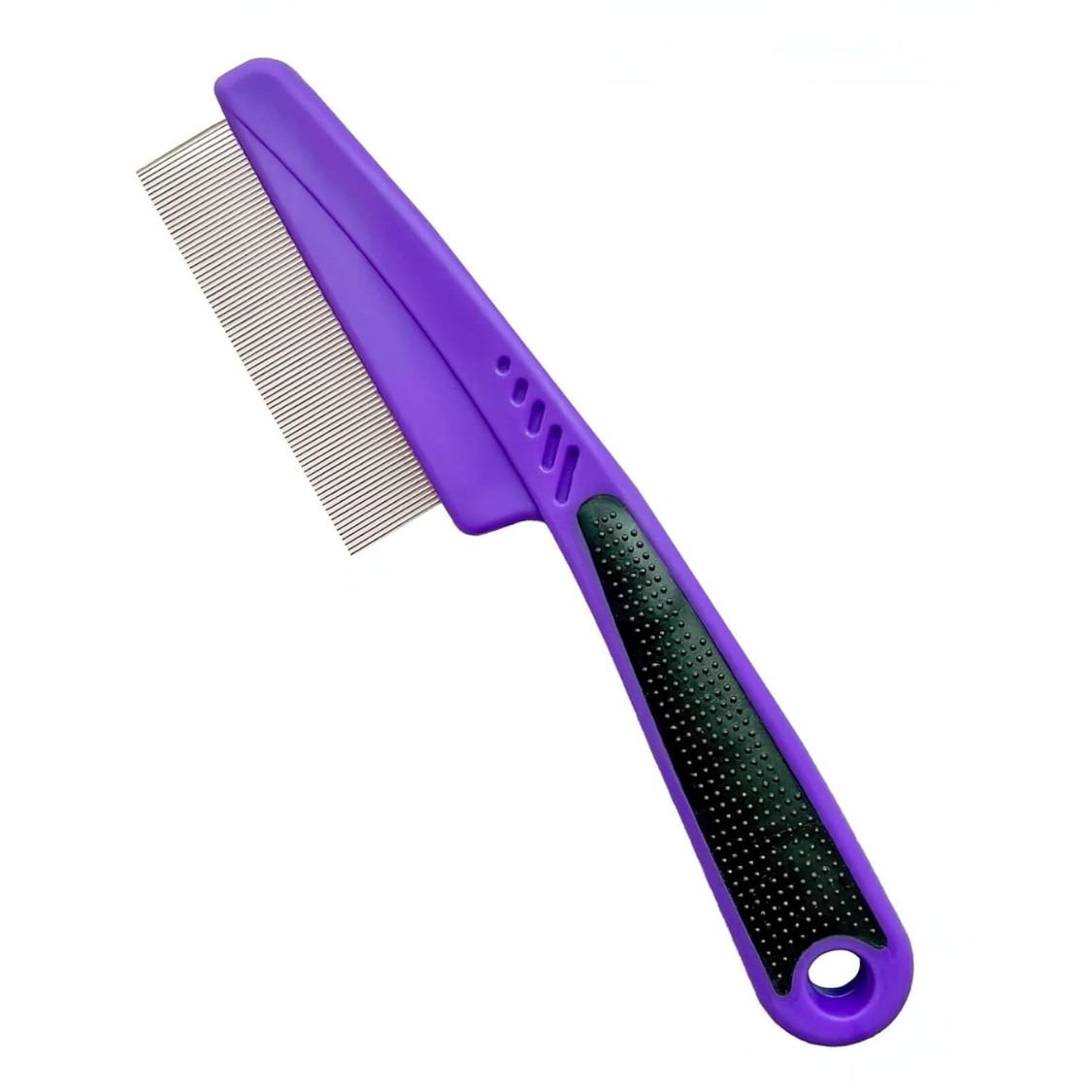 Comb With Rubber Handle, Flea And Tick Combs For Dogs Cats, Fine Tooth Dog Comb For Grooming