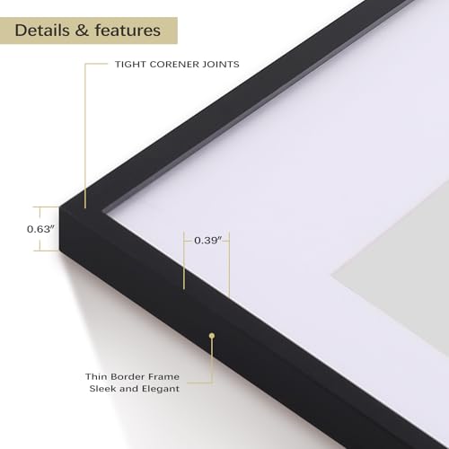 Golden State Art 18x24 Picture Frame Set of 3 - Black Thin Border - Display Photo 16x20 with Mat or 18x24 Without Mat - Po...