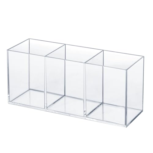 elysolpluv Clear Acrylic Silverware & Pen Organizer Caddy, Transparent Plastic Silverware Holder, Perfect for Office, Bedr...