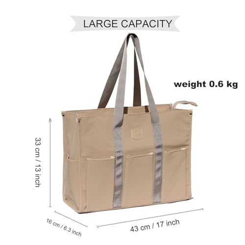 ESVAN Utility Tote Bag with Zip Top Waterproof Teacher Tote Bag for Teacher Work Women Beach