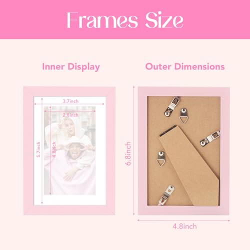 TWING 4x6 Picture Frame,Light Pink Photo Frame Display Picture 3.5x5 with Mat or 4x6 Without Mat,Colored Photo Collage Fra...