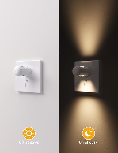SETEN 6-Pack Mini LED Plug-in Night Light, Auto On/Off with Dusk to Dawn Sensor, 2700K Warm White, 360° Adjustable Lightin...