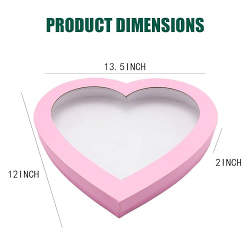 Dylcypheria 12.5inch Empty Big Heart Shaped Gift Box With Window Charcuterie Cardboard Chocolate Strawberry Packaging Vale...