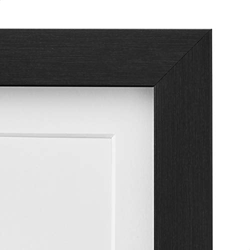 Amazon Basics Rectangular Picture Frame with Glass, 5" x 7", Wall Hanging or Tabletop Display, Mat for 4" x 6" Photo, Blac...