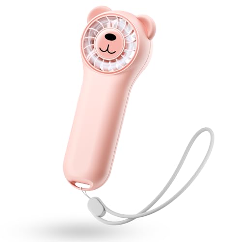 Funaudio Mini Handheld Fan with Bear Ears, Small Portable Fan, Lightweight Personal Fan, 4 Speeds, USB-C Rechargeable Pock...