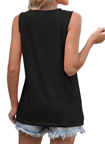 WIHOLL Women's Sleeveless Summer Crewneck Loose Fit Tank Tops