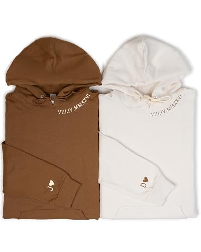 coreus Custom Matching Hoodies Couple Hoodies Customized Roman Numeral Hoodie Personalized Couple Stuff BF GF Relationship...