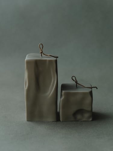 LAWA Raw Block Set of 2 Candle - Beautiful Handmade Pillar Scented Soy Wax Elegant Aesthetic Candle Housewarming Gift Home...