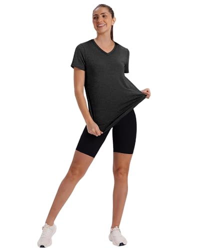 XIEERDUO Womens Workout Tops Short Sleeve Shirts Quick Dry Outfits for Hiking Running V Neck S-3XL