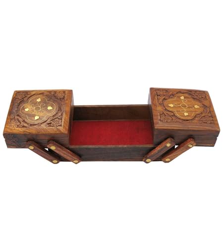 ZYNTIX Wooden Jewelry Organizer - 3 in 1 Jewelry Box with Multiple Compartments for Rings, Necklaces, Earrings - Elegant D...