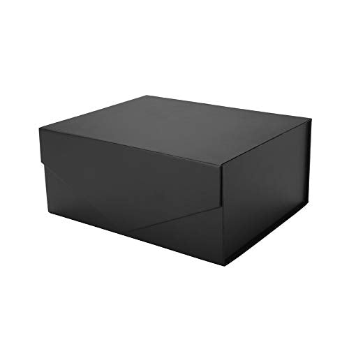 PACKHOME Gift Box 9x6.5x3.8 Inches, Rectangle Collapsible Box with Magnetic Lid for Gift Packaging (Matte Black, Grain Tex...