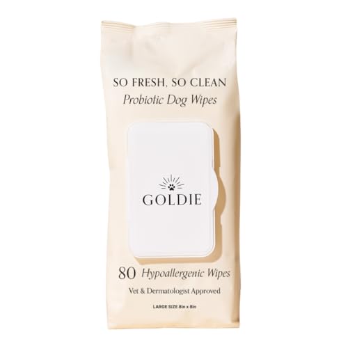Goldie Dog Essentials Probiotic & Colloidal Oatmeal Dog Wipes for Paws, Skin Folds, Body & Bottom, Hypoallergenic, Fragran...