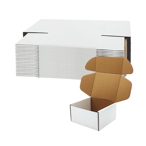 6x5x3 inch Shipping Boxes, White Corrugated Cardboard Box Literature Mailing Shipping Packaging Recyclable Storage Boxes a...