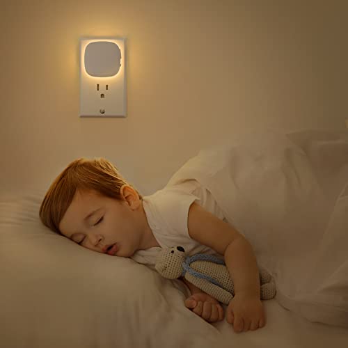 AUVON Plug-in LED Backlit Night Light with Motion Sensor & Dusk to Dawn Sensor, Dimmable Warm White Nightlight with 1-50 l...