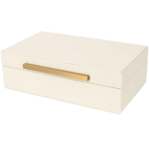 XIGEXIGE Beige Shagreen box Faux Leather Decorative Boxes,Keepsake And Memory Storage Decorative Boxes with Lids for Moder...