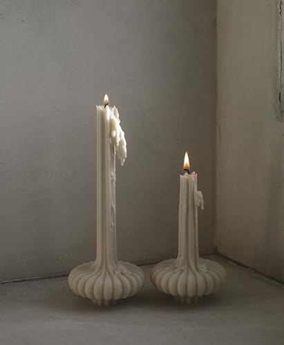 LAWA Set of 2 Pumpkin Base Candle - Beautiful Handmade Pillar Unscented Soy Wax Elegant Aesthetic Vase Candle Housewarming...