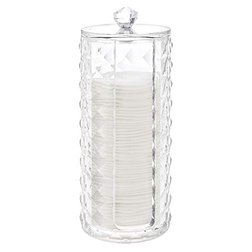 Luxspire Acrylic Makeup Cotton Round Holder, Clear Diamond Pattern Cotton Pads Organizer Container Display Stand Cosmetic ...