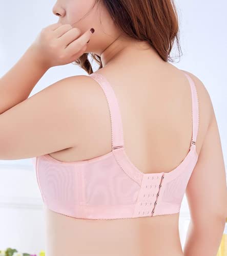 CAHL&FAUO Push Up Bra for Women Plus Size Lace Brassiere Wide Back Underwire Bra