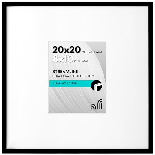 Americanflat 20x20 Picture Frame with Polished Plexiglass - Use as 8x10 Frame with Mat or Display 20x20 Photo Without Mat...