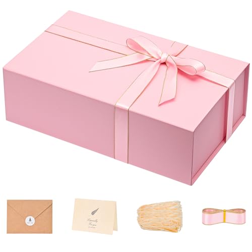 LIFELUM Pink Gift Box 13.85'' x 8.35'' x 4.45'' Gift for Mother's Gifts Large Gifts Boxes for Presents Birthday Magnetic B...