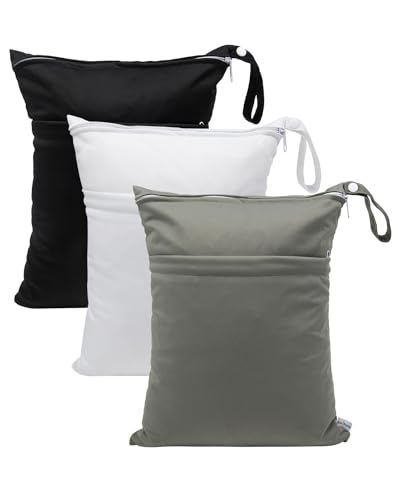 babygoal Wet Dry Bags 3 Pack, Waterproof Reusable Travel Bags for Swimsuits, Baby Cloth Diapers, Beach, Pool, Gym Bag & We...