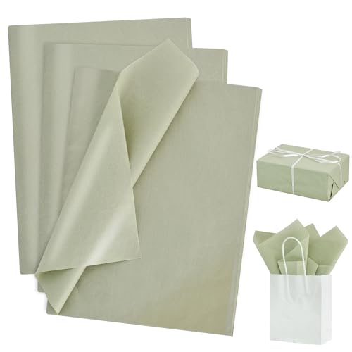 BEISHIDA 100 Sheets Sage Green Tissue Paper Bulk, Wrapping Tissue Paper for Gift Bags, 14 x 20 Inch Gift Wrap for Birthday...