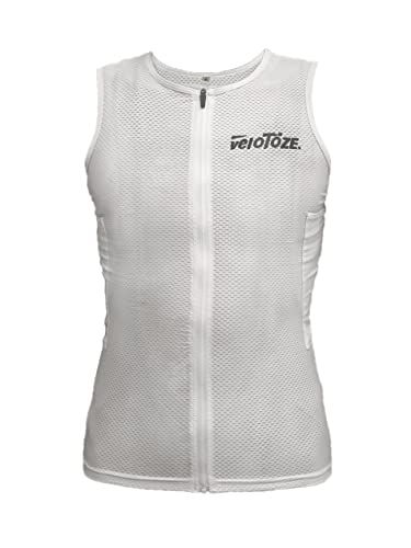 veloToze - Men's Cooling Cycling Vest, 4 reusable cooling packs included, keep cool while riding indoors and outdoors - WHITE